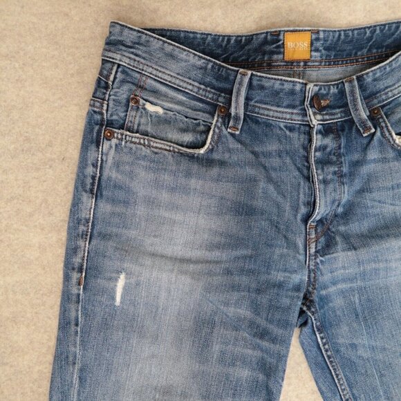 BOSS Hugo Boss Orange 63 Slim Fit Denim Jeans Distressed Men's Actual 32X33 - Picture 2 of 16
